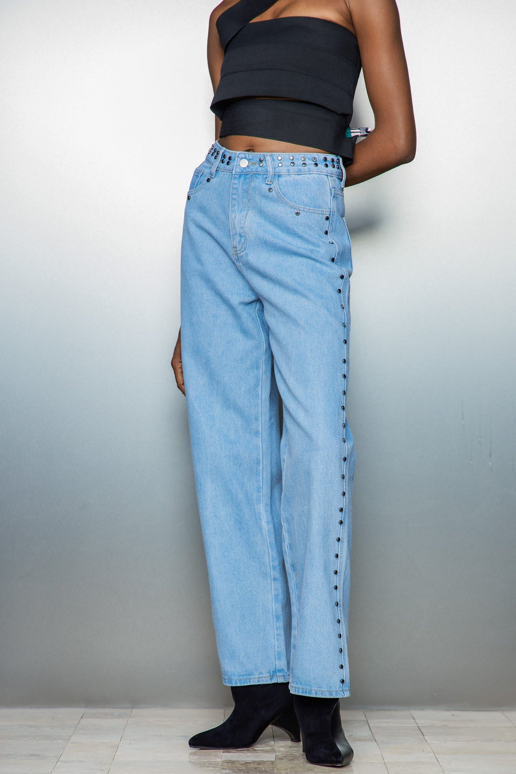 Banquo Star Embellished Wide Jeans In Blue