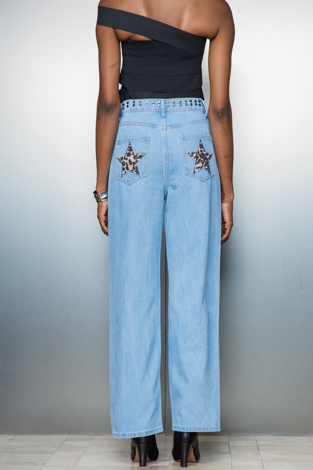 Banquo Star Embellished Wide Jeans In Blue