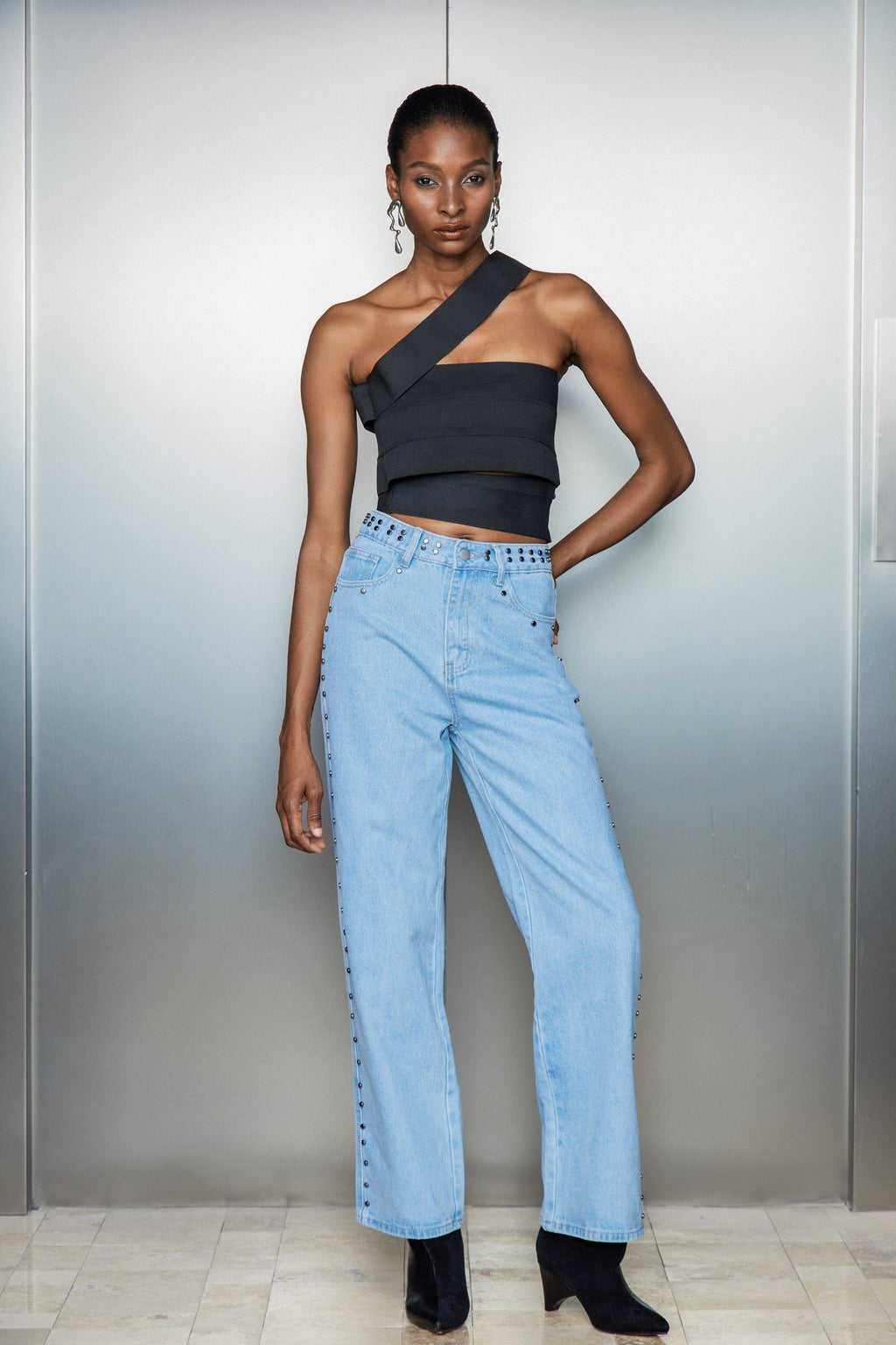 Banquo Star Embellished Wide Jeans In Blue