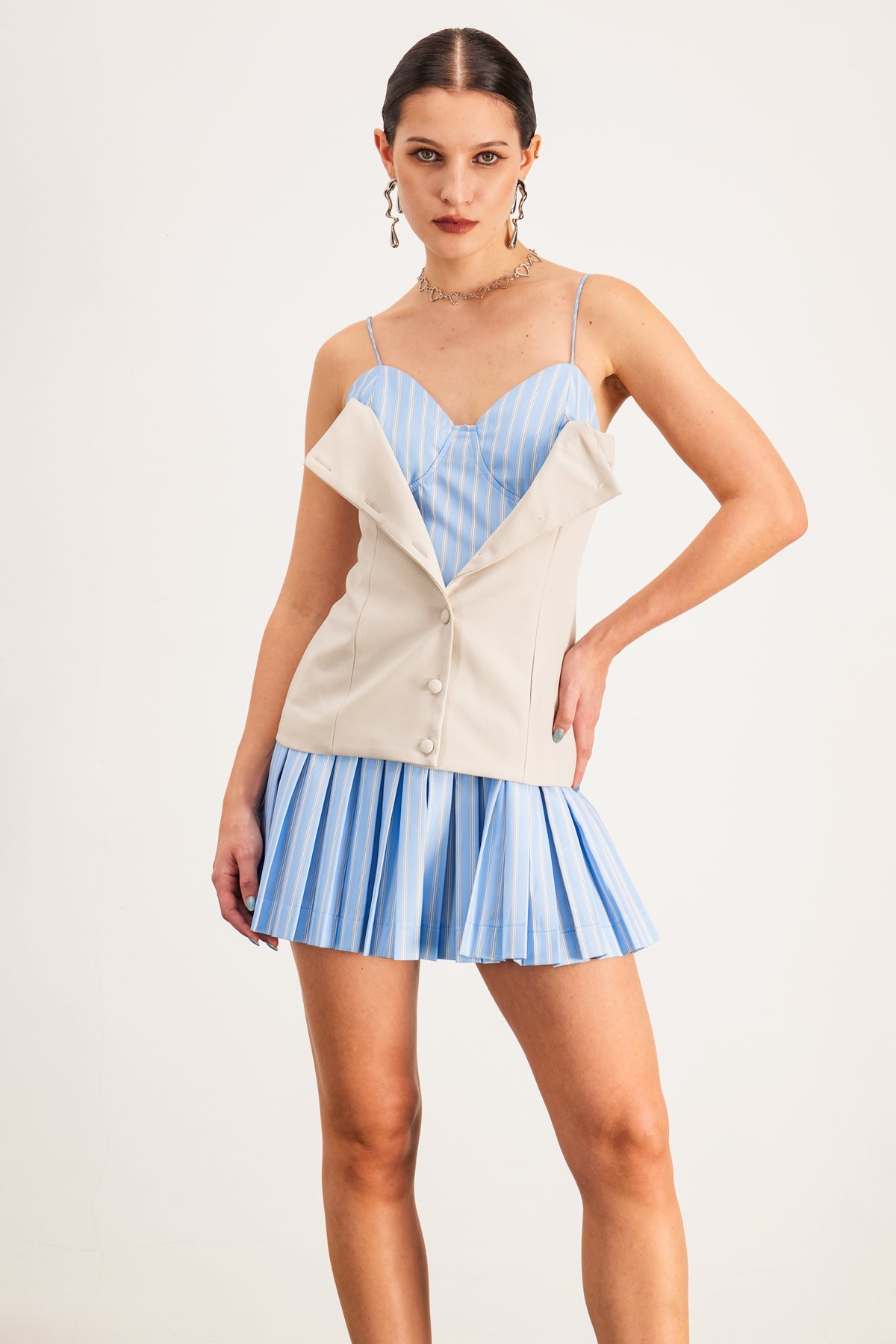 Banu Deconstruct Stripe Ruffle Mini Dress