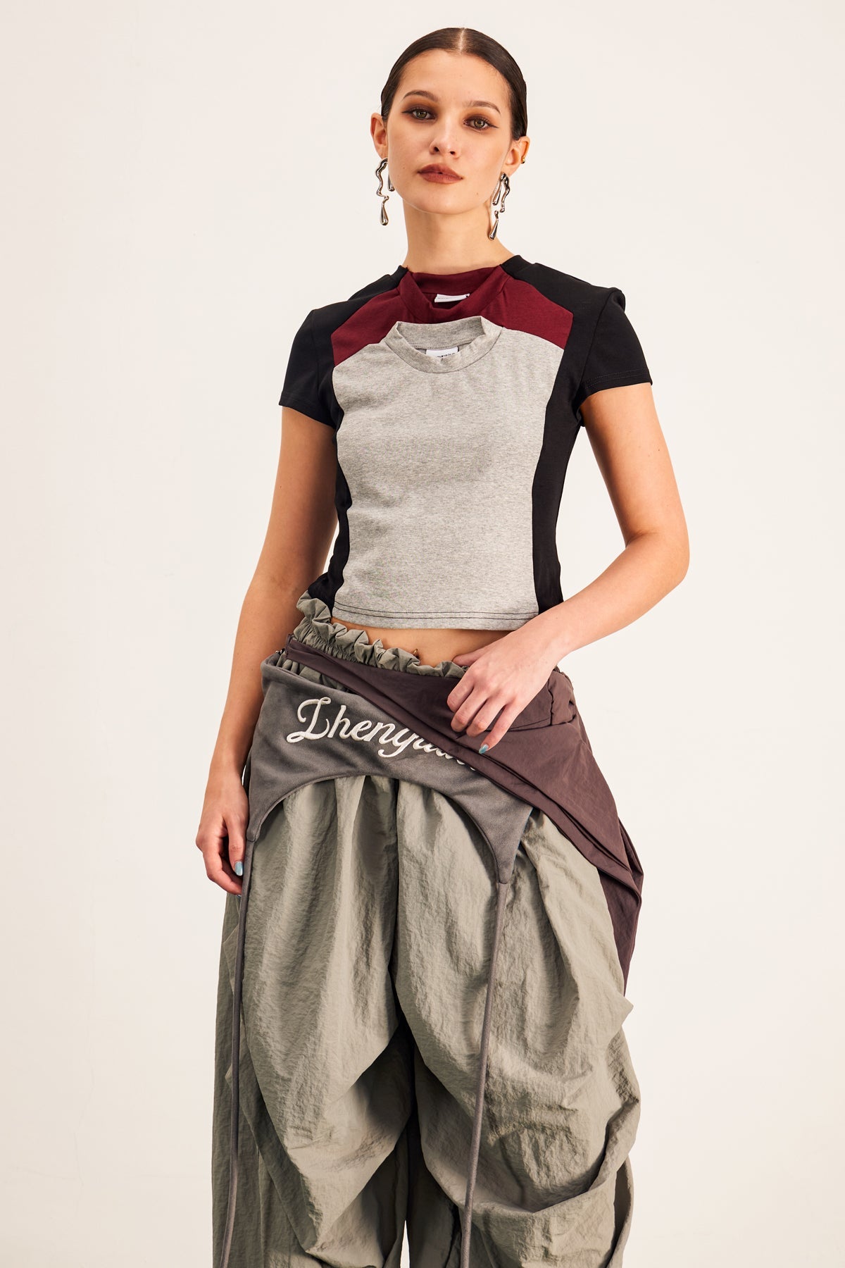 Baptista Deconstruct Crop T Shirt In Black