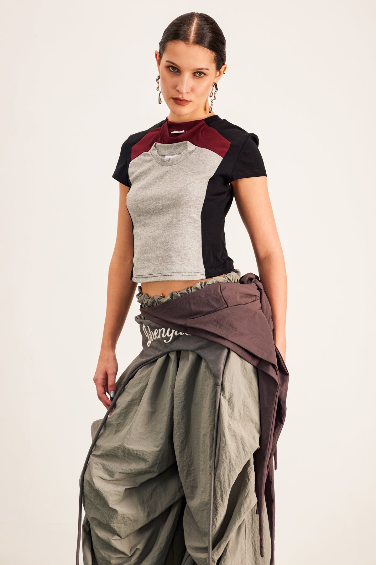 Baptista Deconstruct Crop T Shirt In Black