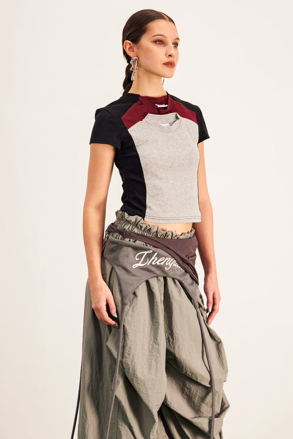 Baptista Deconstruct Crop T Shirt In Black