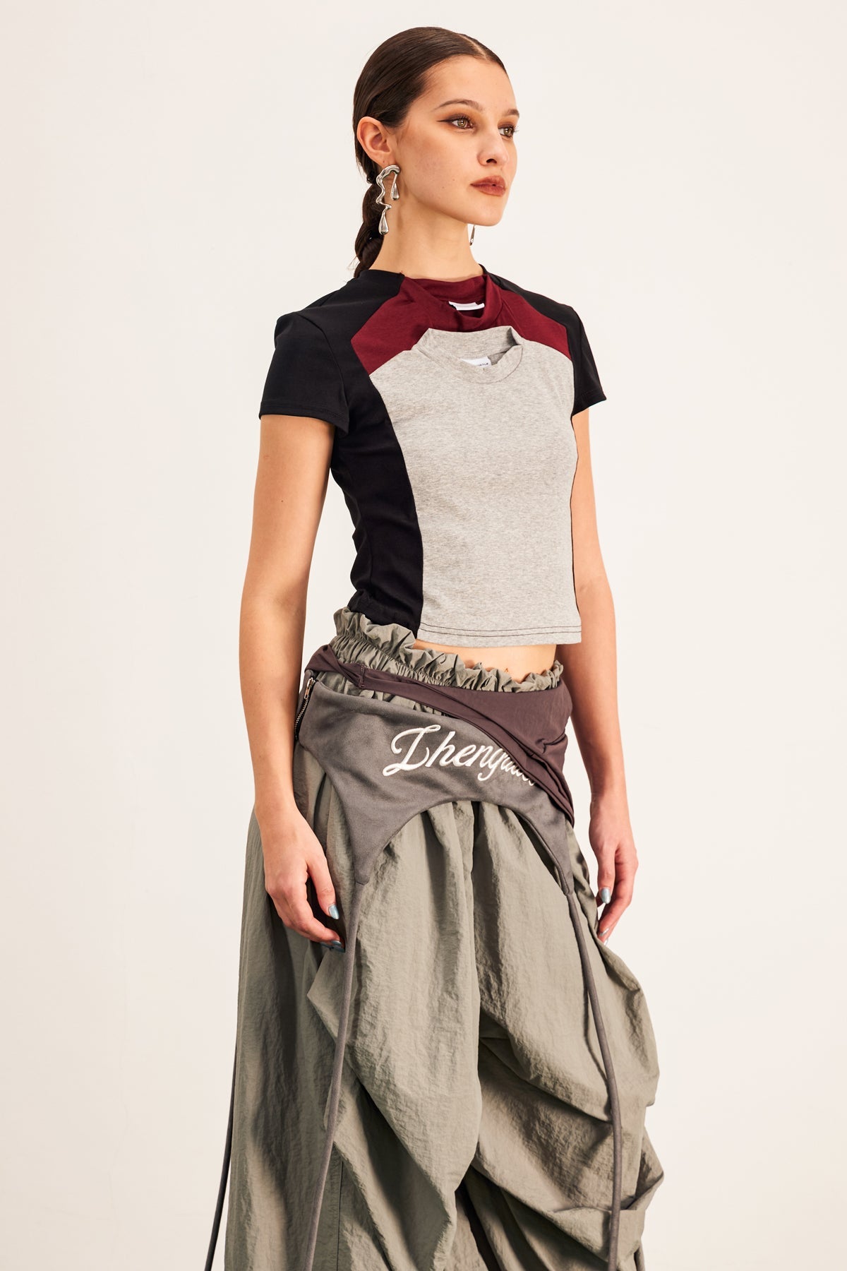 Baptista Deconstruct Crop T Shirt In Black