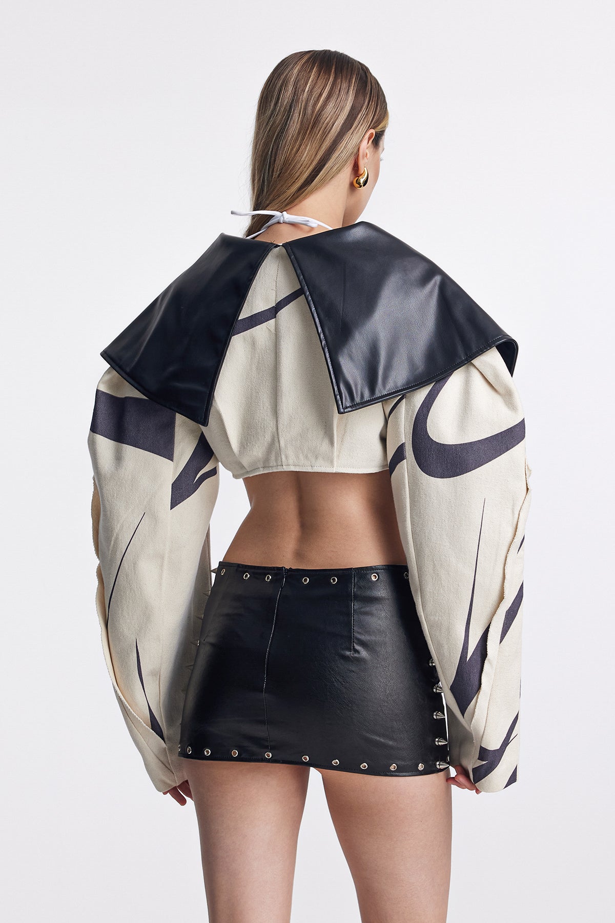 Barbara Leather Stripe Short Jacket