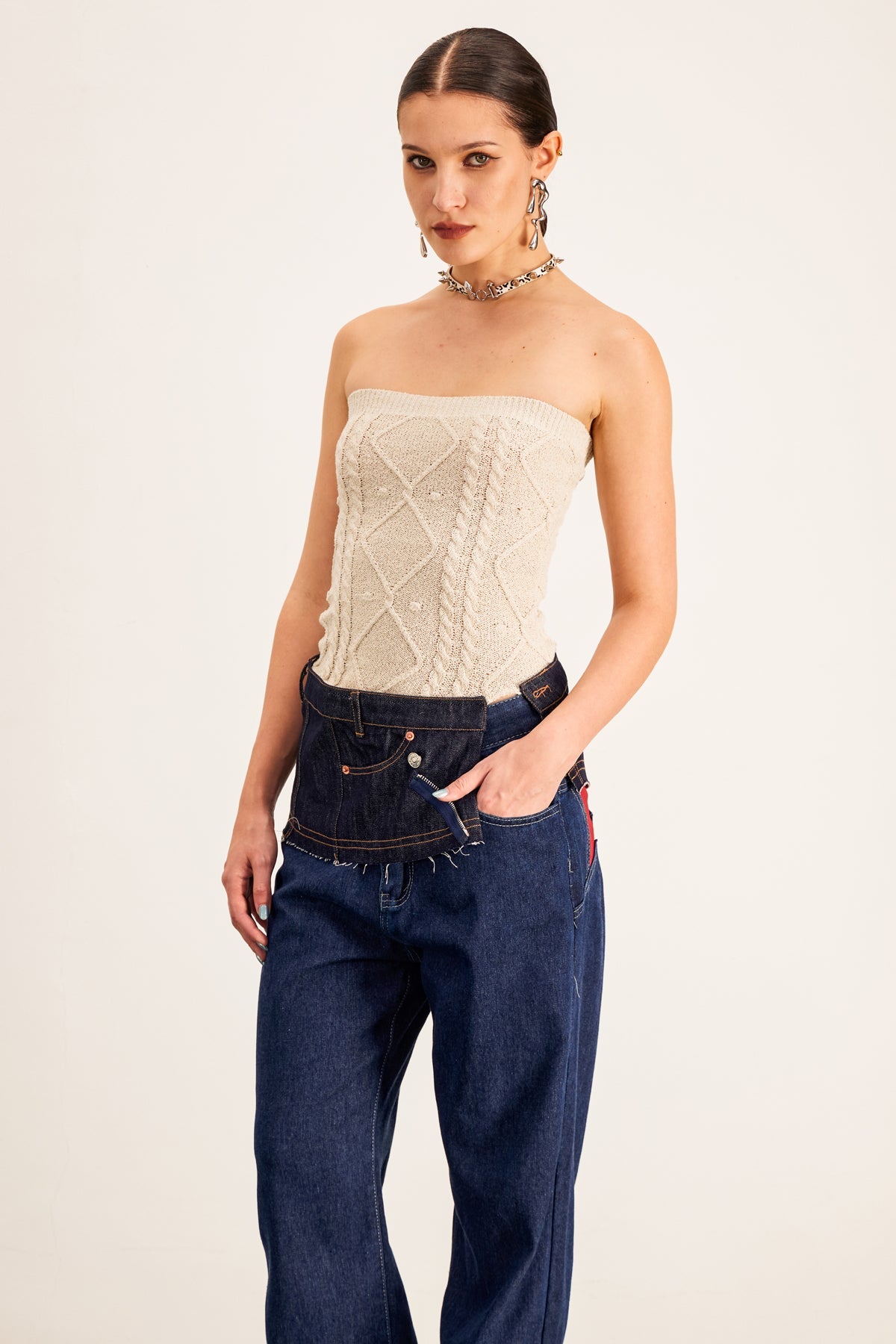 Barbro Strapless Split Knit Top