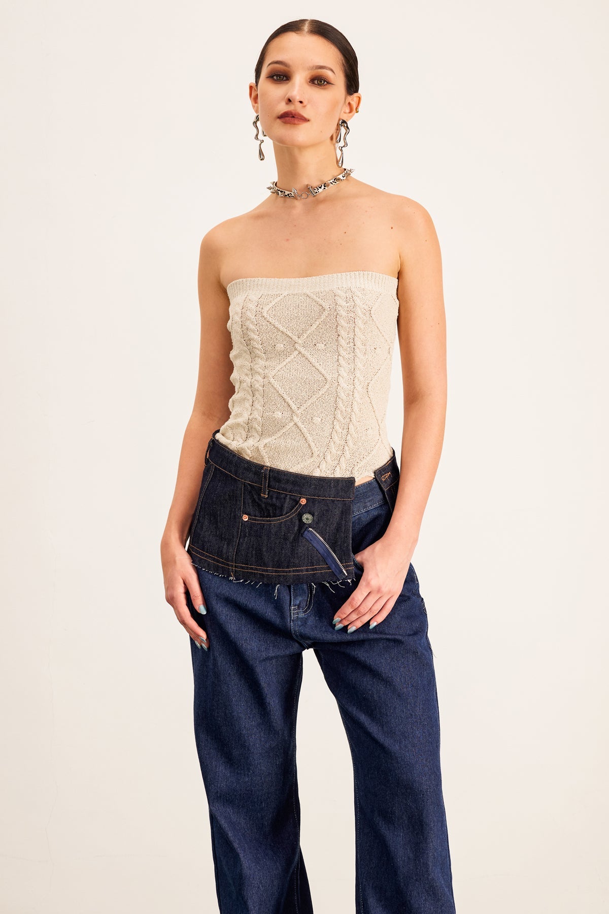 Barbro Strapless Split Knit Top