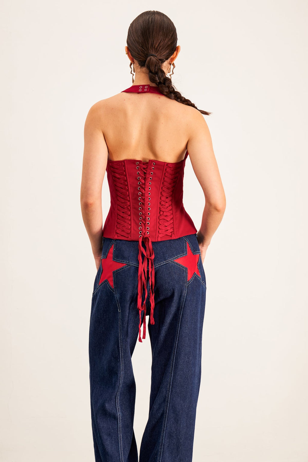 Barclay Lace Up Halter Neck Corset Top