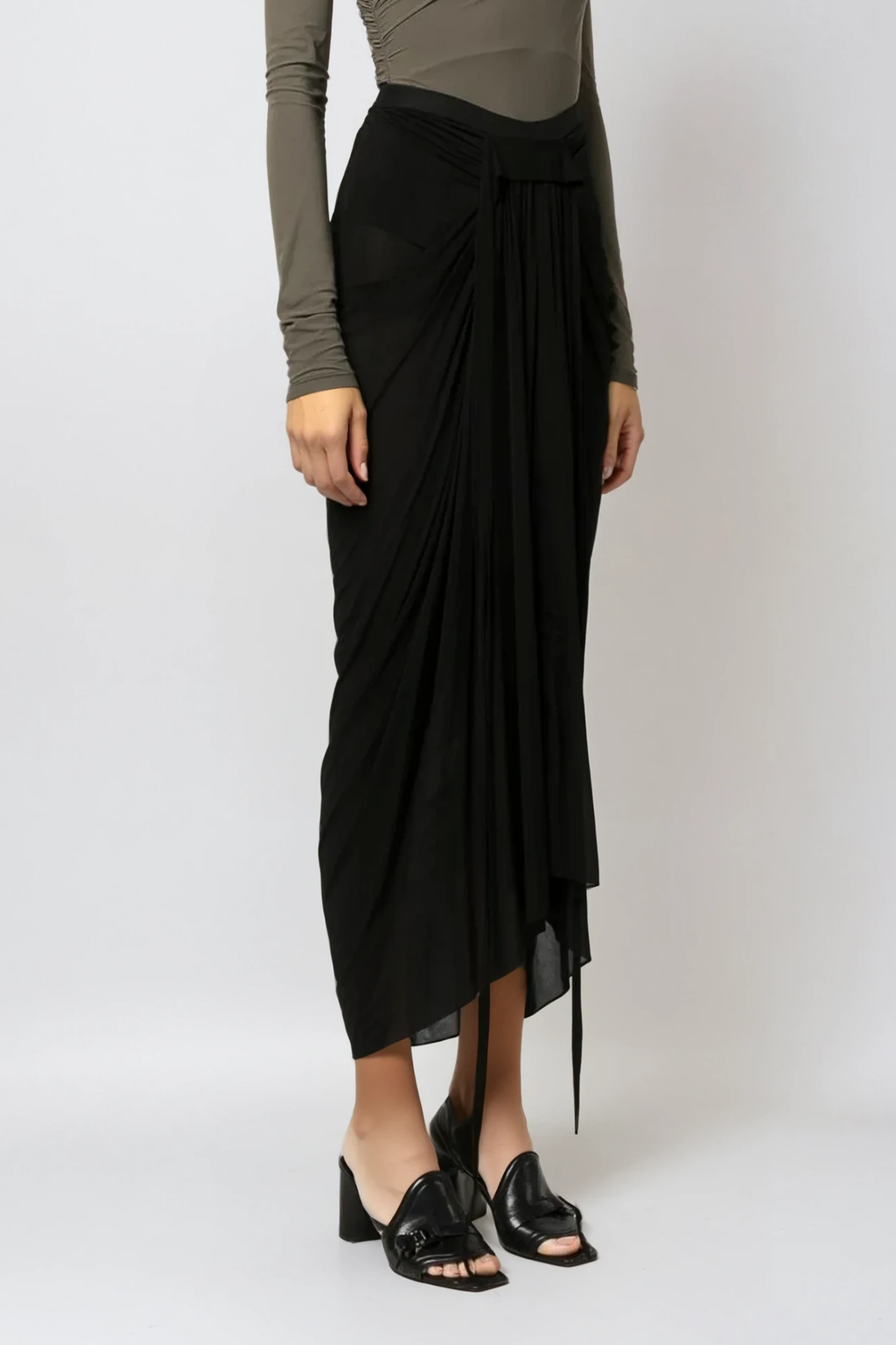 Barrie Ruch Mesh Lace Up Maxi Skirt