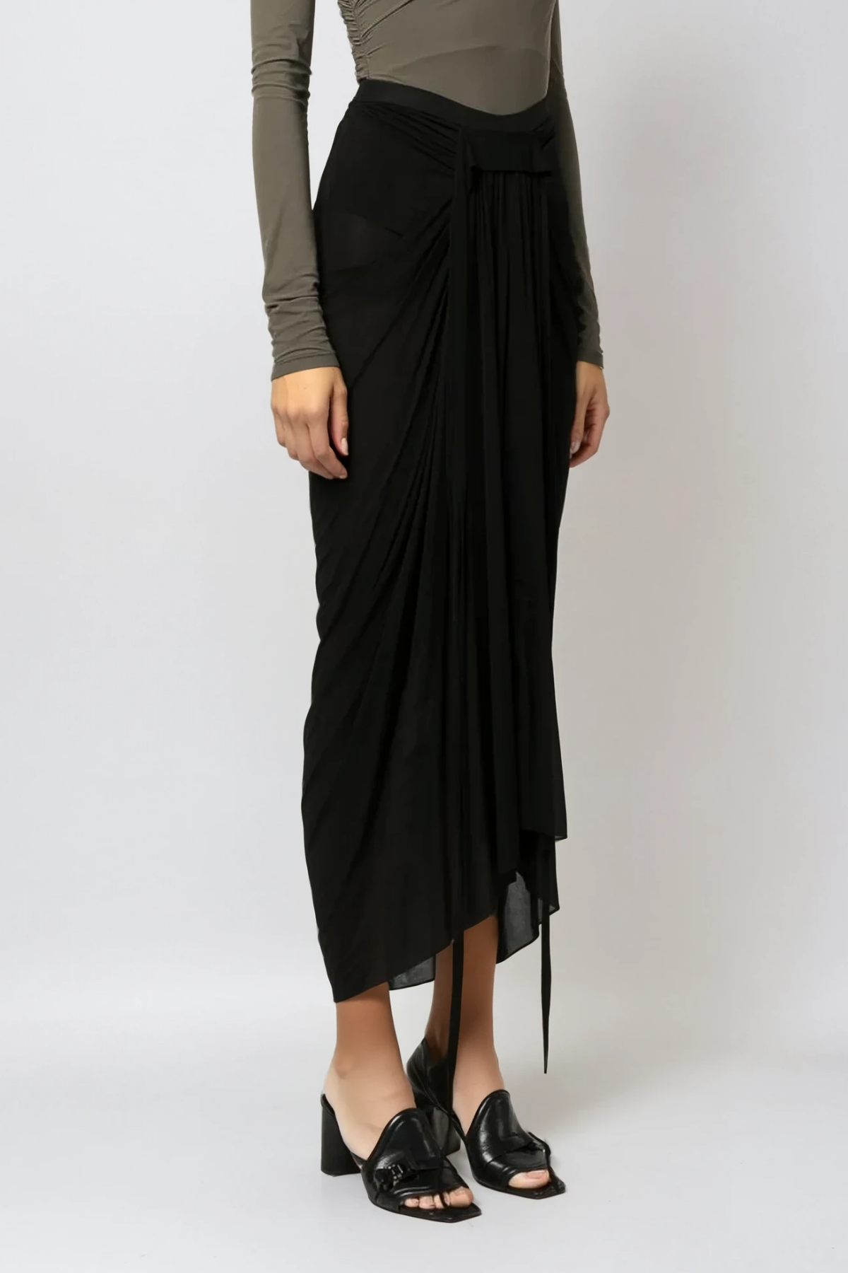 Barrie Ruch Mesh Lace Up Maxi Skirt