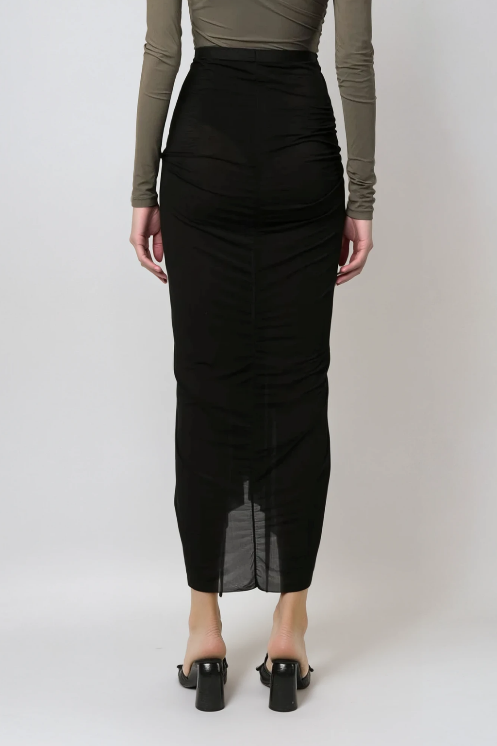 Barrie Ruch Mesh Lace Up Maxi Skirt