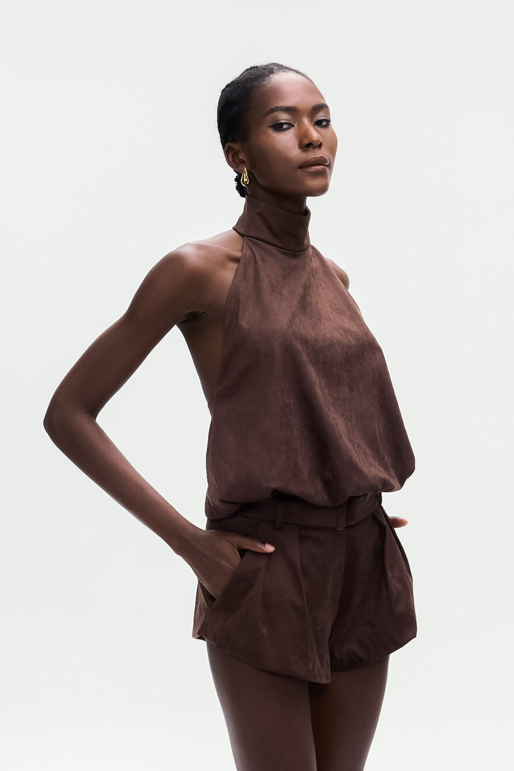 Bartolo Suede Halter Neck Top