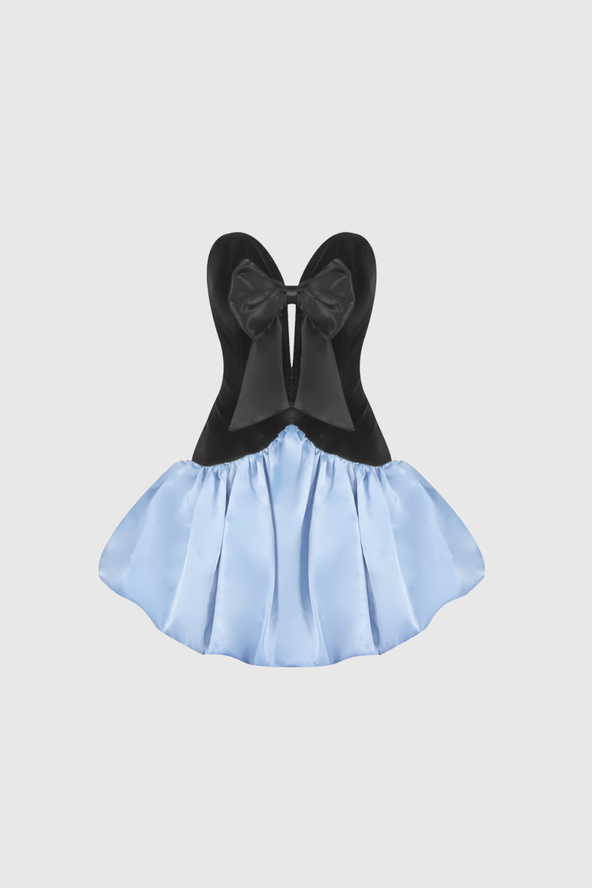 Bastian Strapless  Bow Satin Puffy Mini Dress