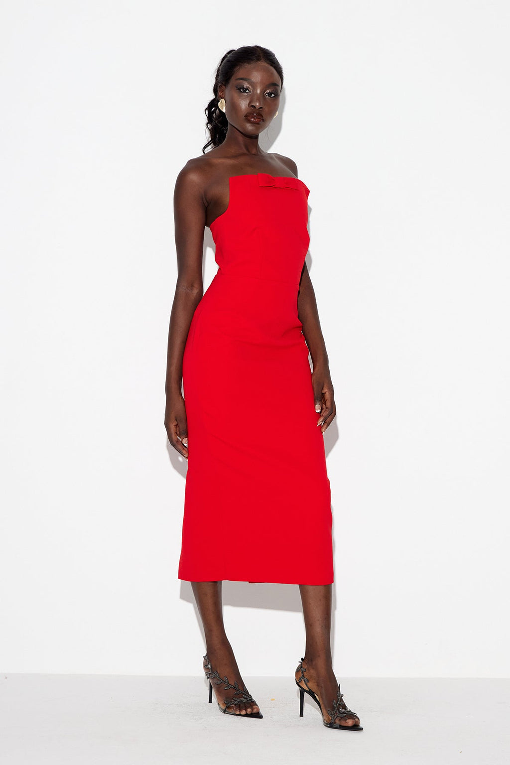 Bastien Strapless Maxi Dress In Red