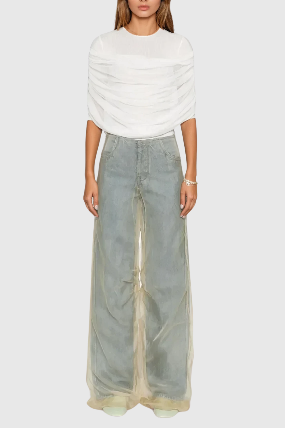 Batel Mesh Ruch T Shirt In White