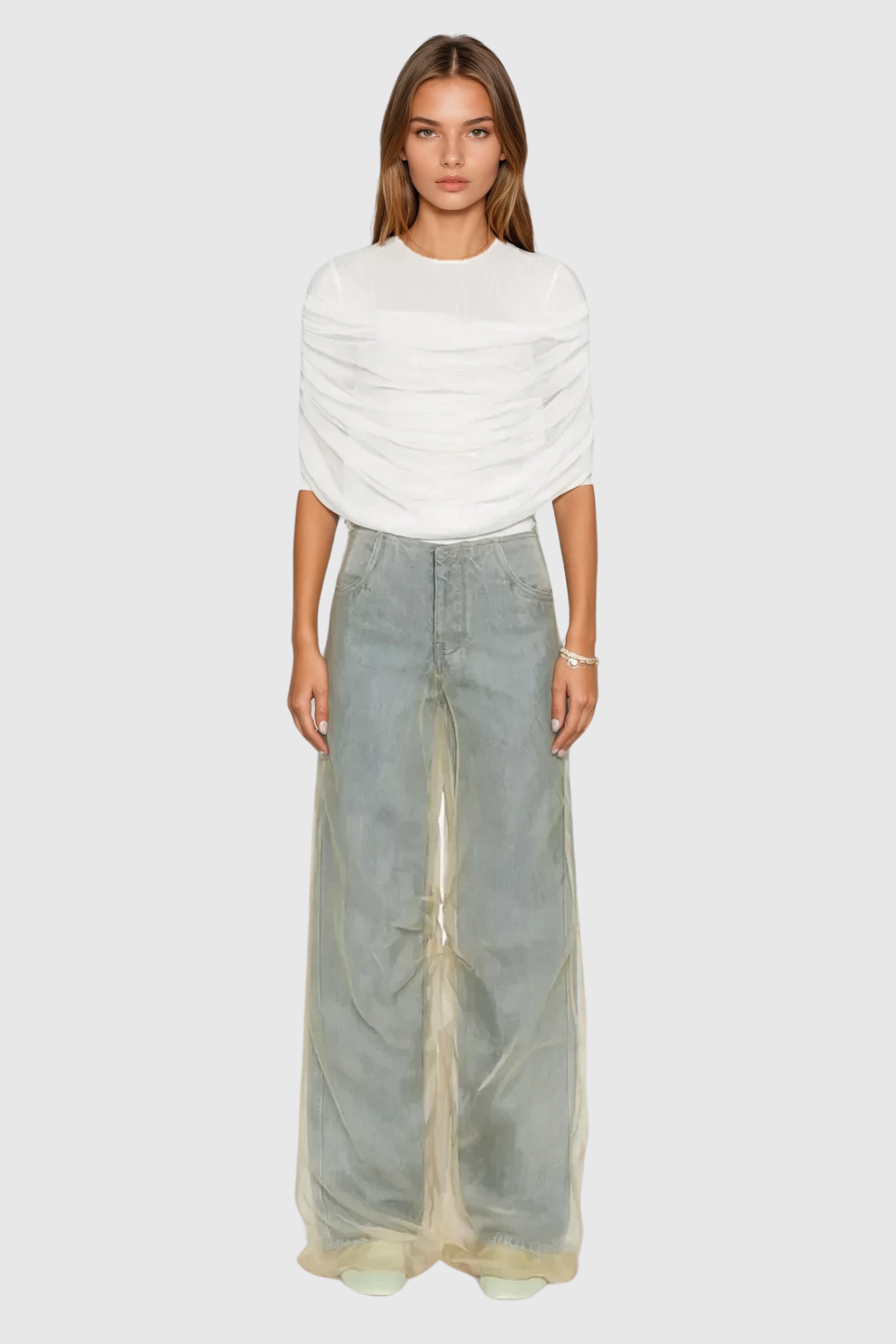 Batel Mesh Ruch T Shirt In White