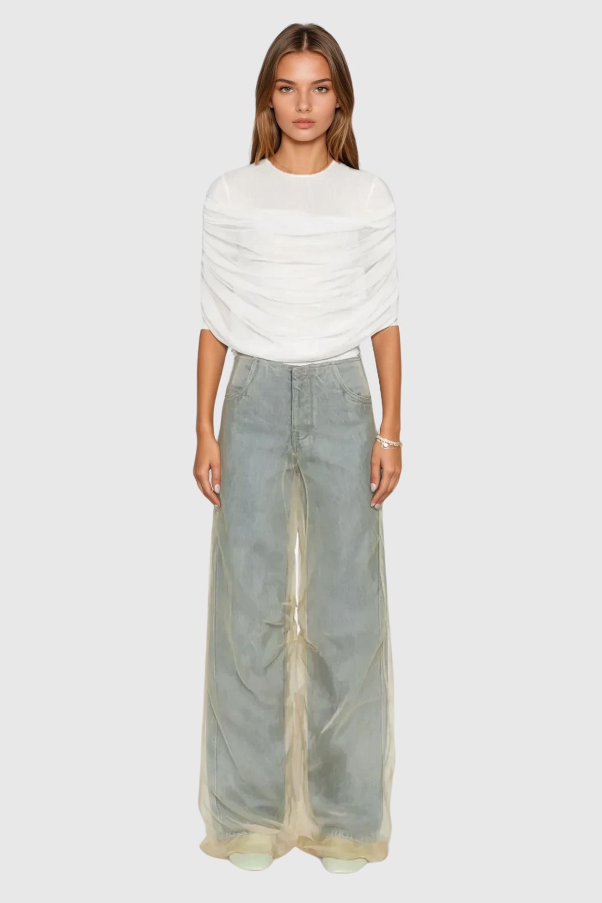 Batel Mesh Ruch T Shirt In White