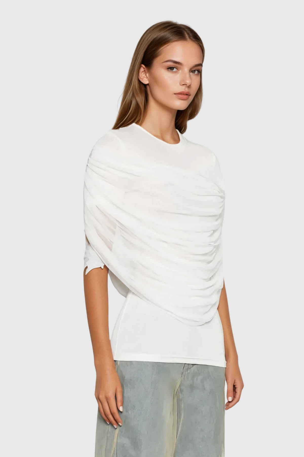 Batel Mesh Ruch T Shirt In White