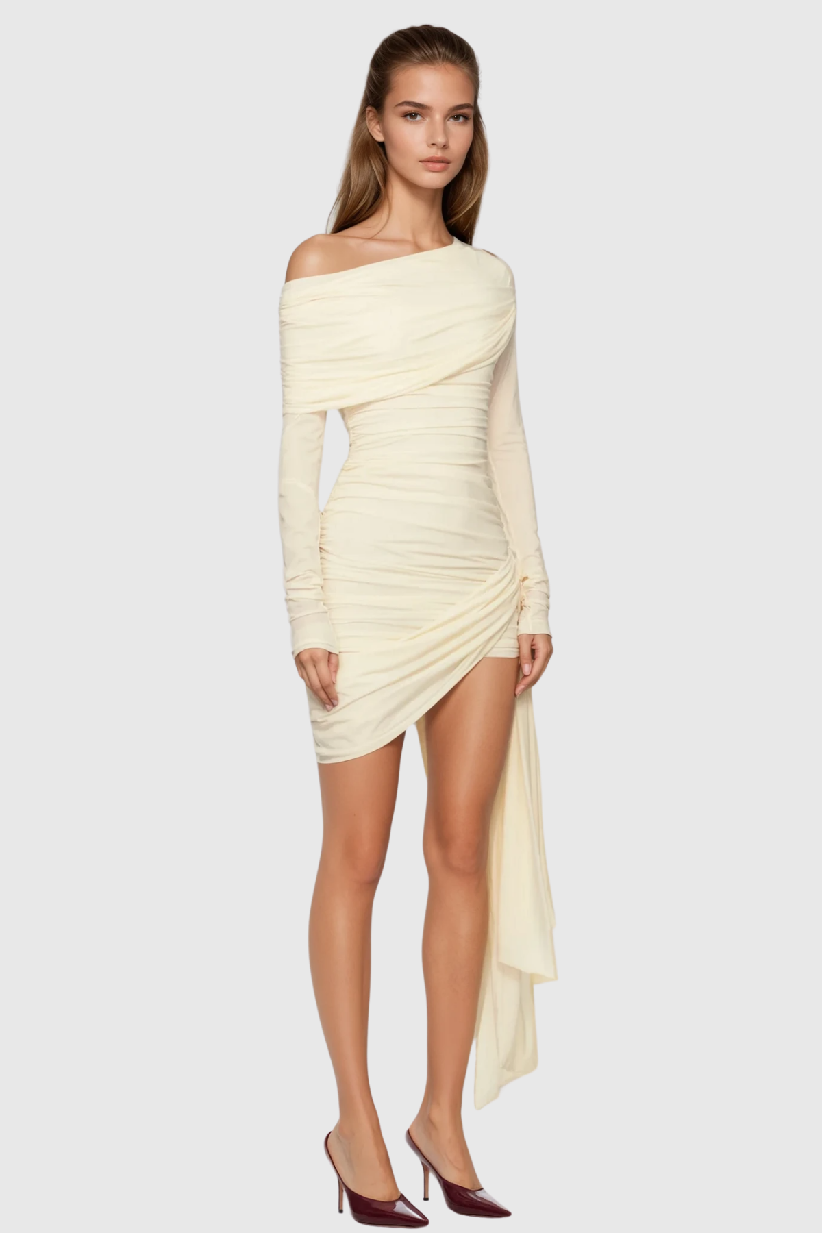 Bathilde One Shouder Asymmetric Fringe Mini Dress