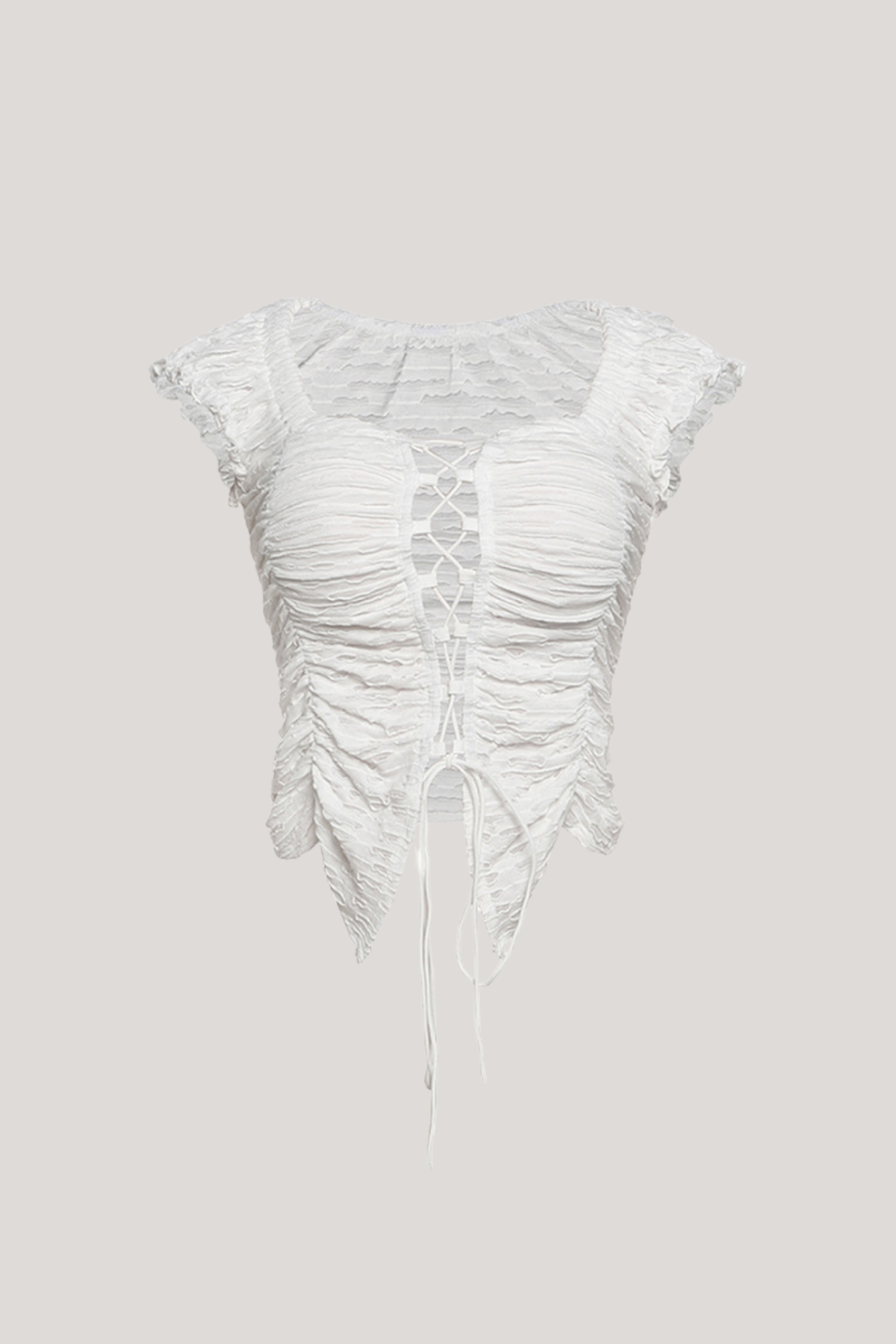 Batuhan Lace Up Asymmetric Drawstring Top