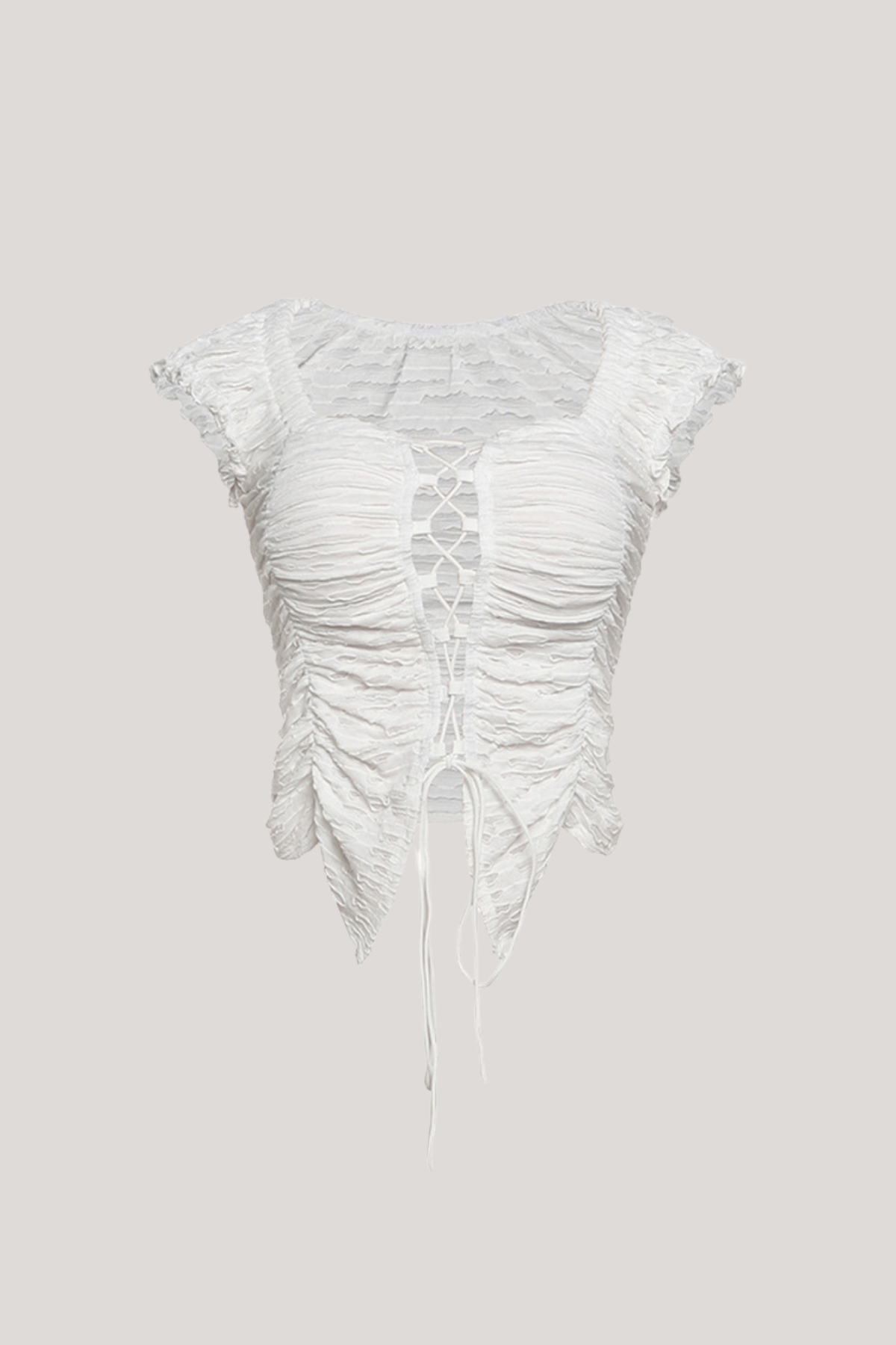 Batuhan Lace Up Asymmetric Drawstring Top