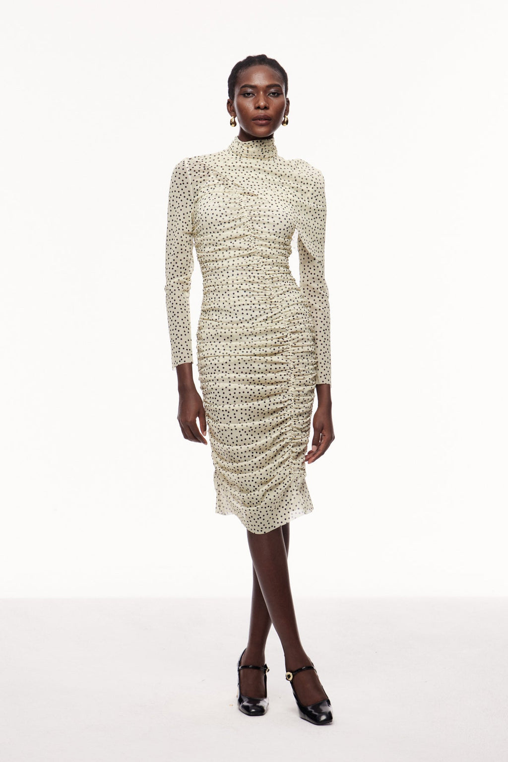 Bau Asymmetric Ruch Shawl Midi Dress