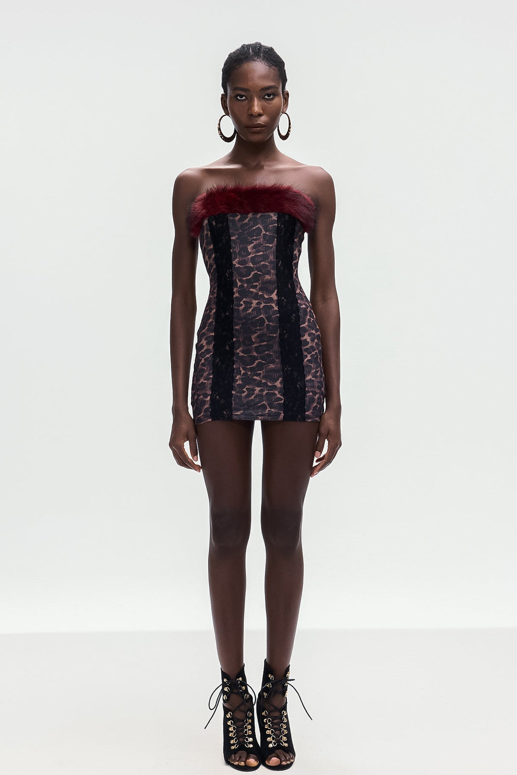 Bea Leopard Faux Fur Bodycon Mini Dress