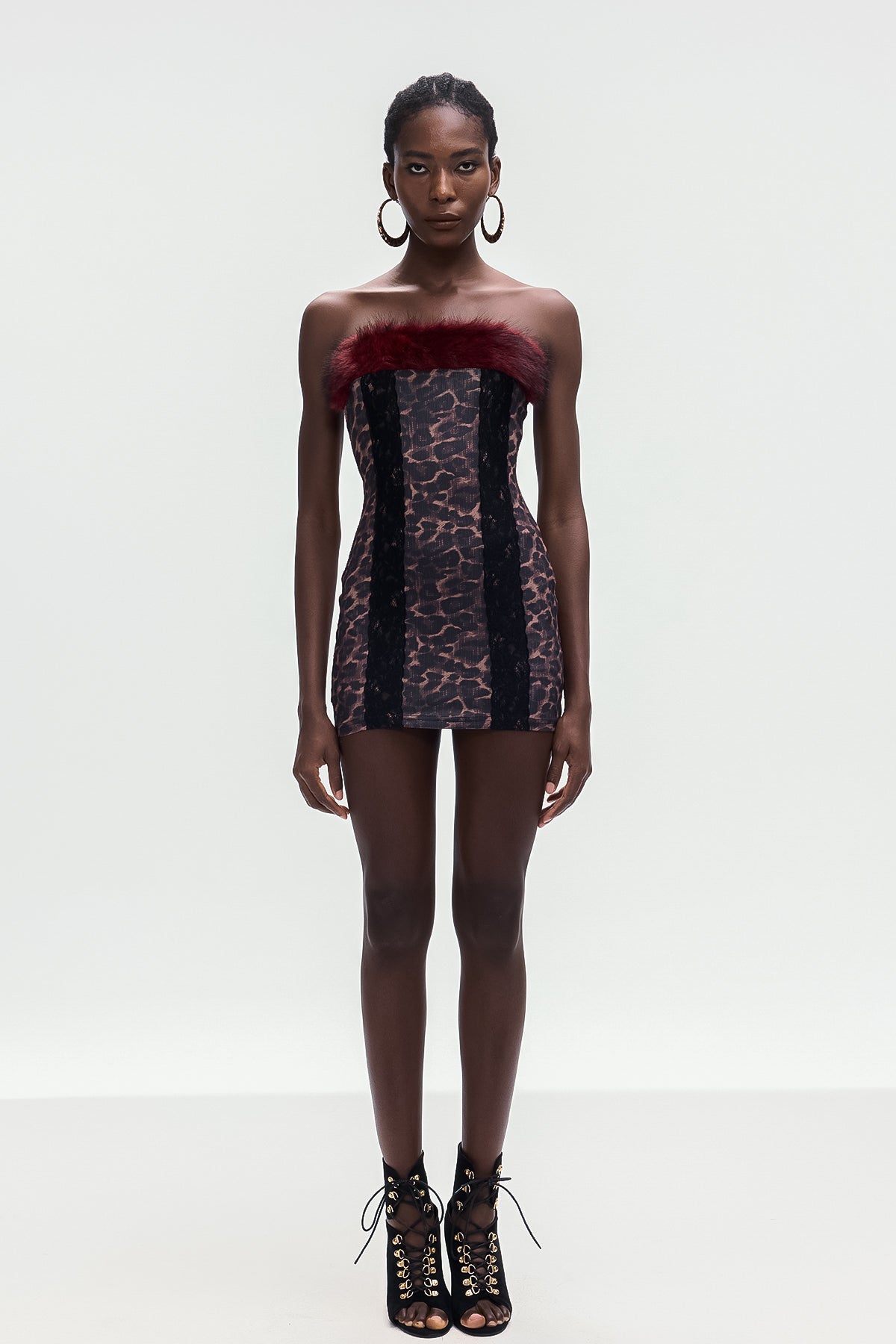 Bea Leopard Faux Fur Bodycon Mini Dress