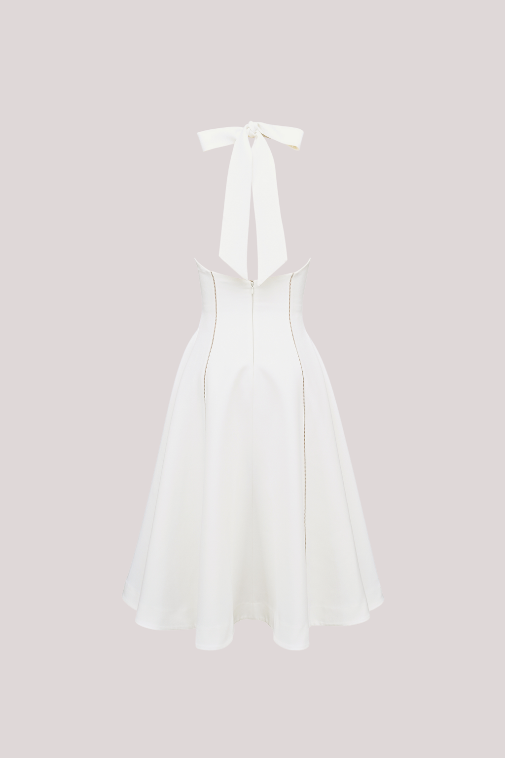 Beckham Halter Neck Stripe Ruffle Midi Dress