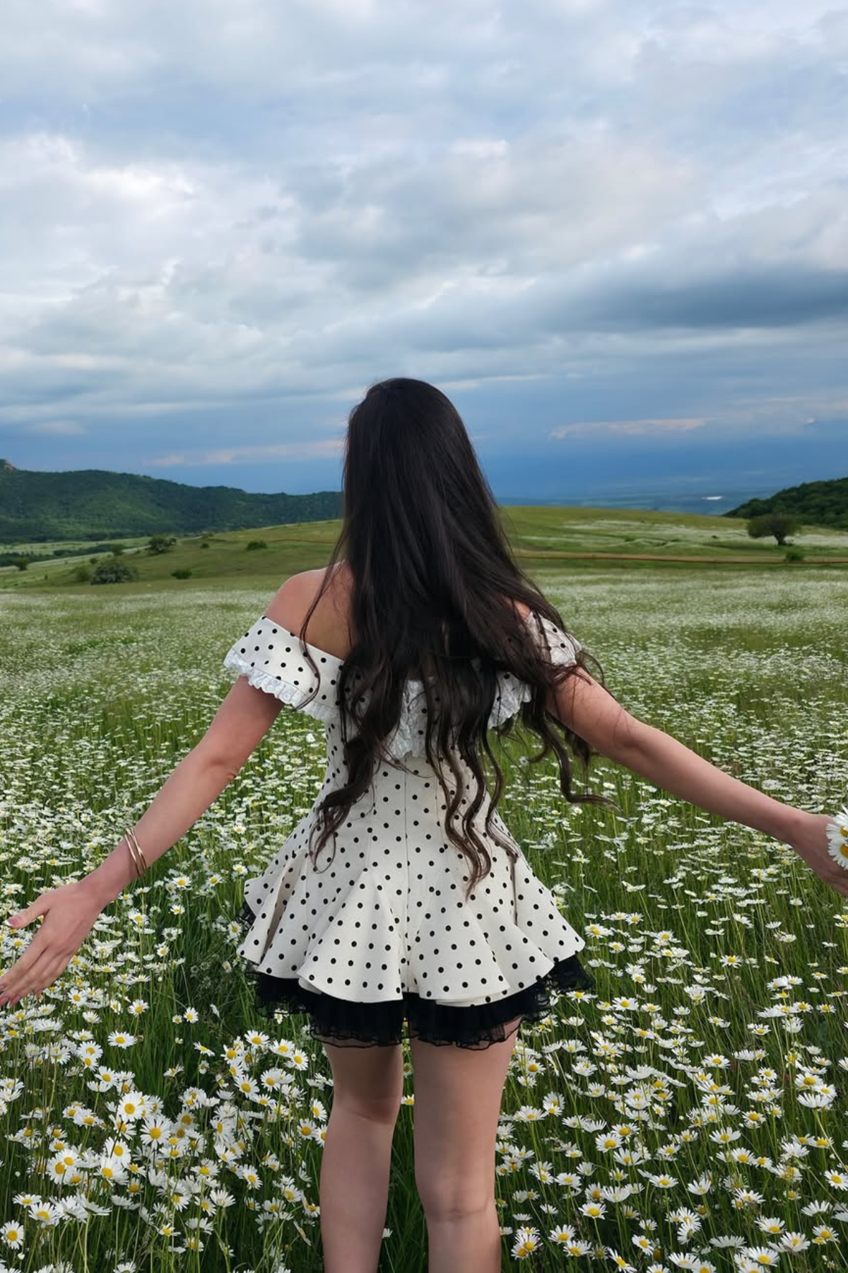 Bede Dot Plunge Lace Ruffle Mini Dress