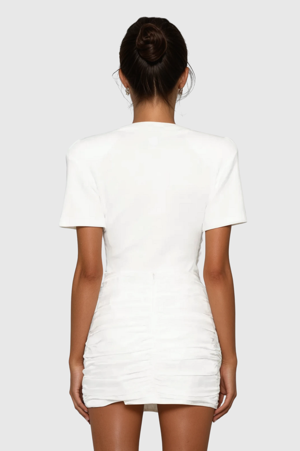 Bedros Bodycon Short Sleeves Bodysuit In White