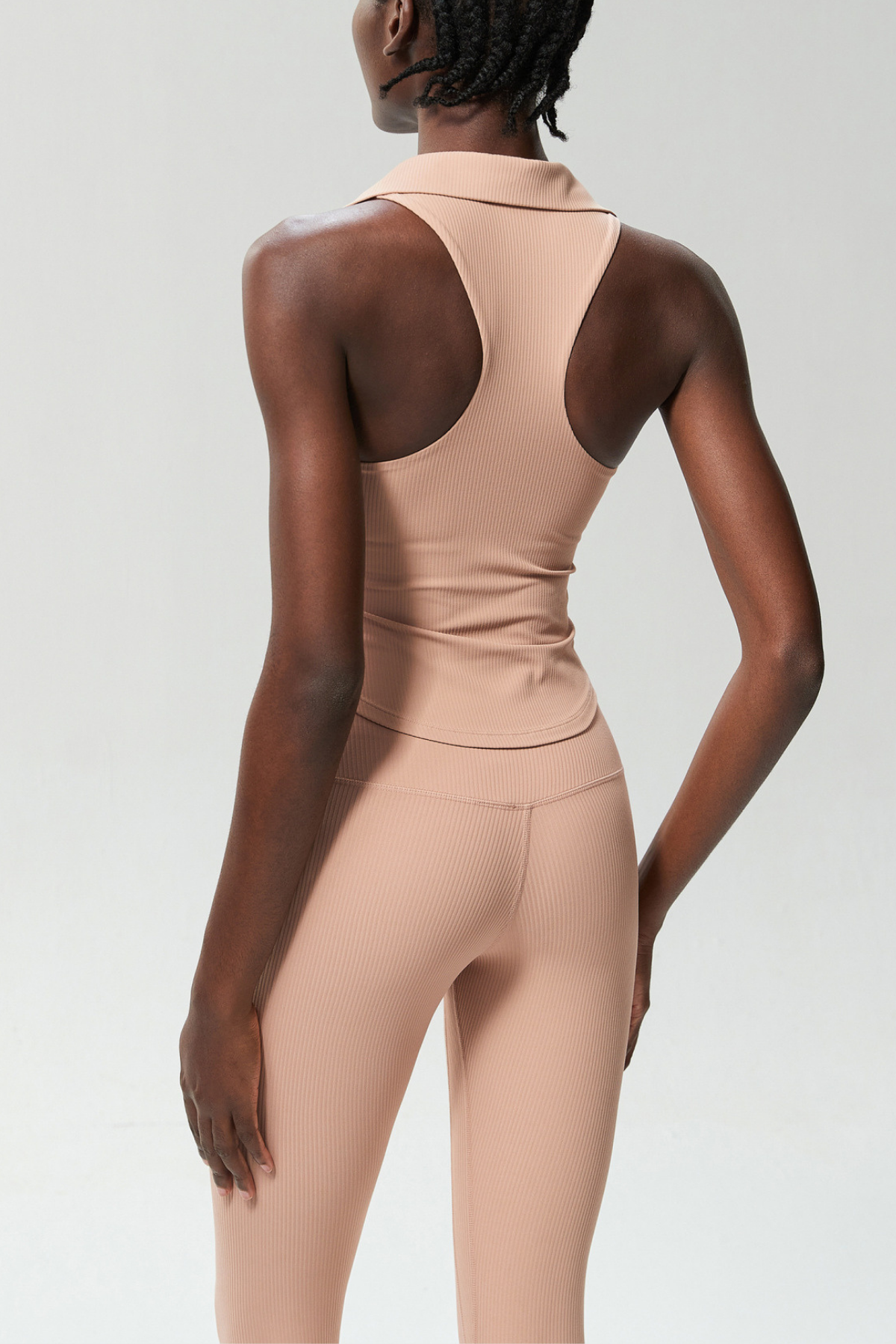 Beil Lapel Sleeveless Bodycon Top In Apricot