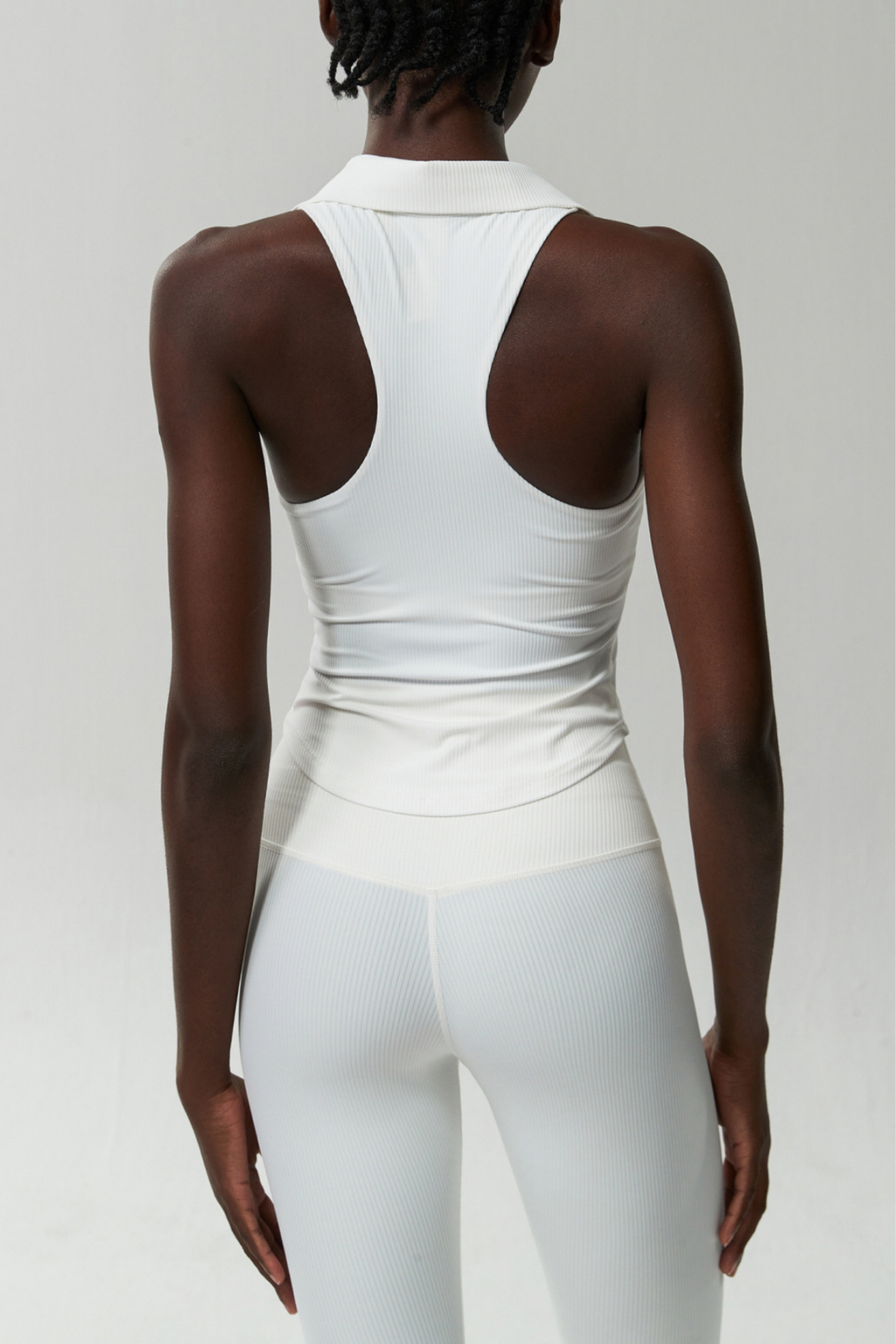 Beil Lapel Sleeveless Bodycon Top In White