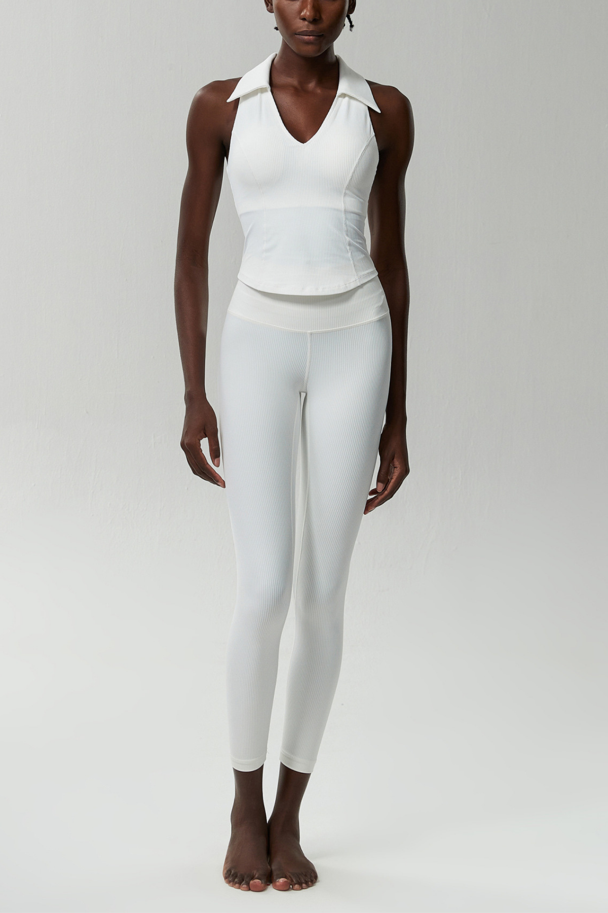 Beil Lapel Sleeveless Bodycon Top In White