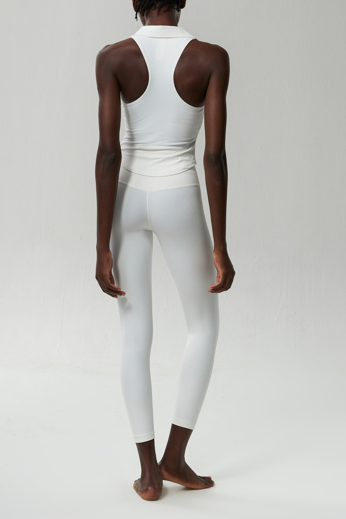 Beil Lapel Sleeveless Bodycon Top In White