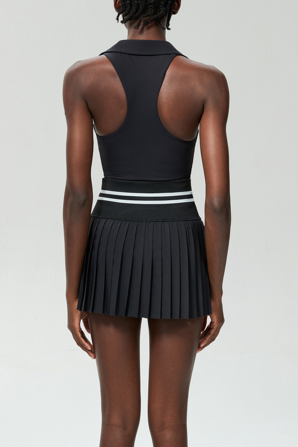 Beil Lapel Sleeveless Bodycon Top In Black