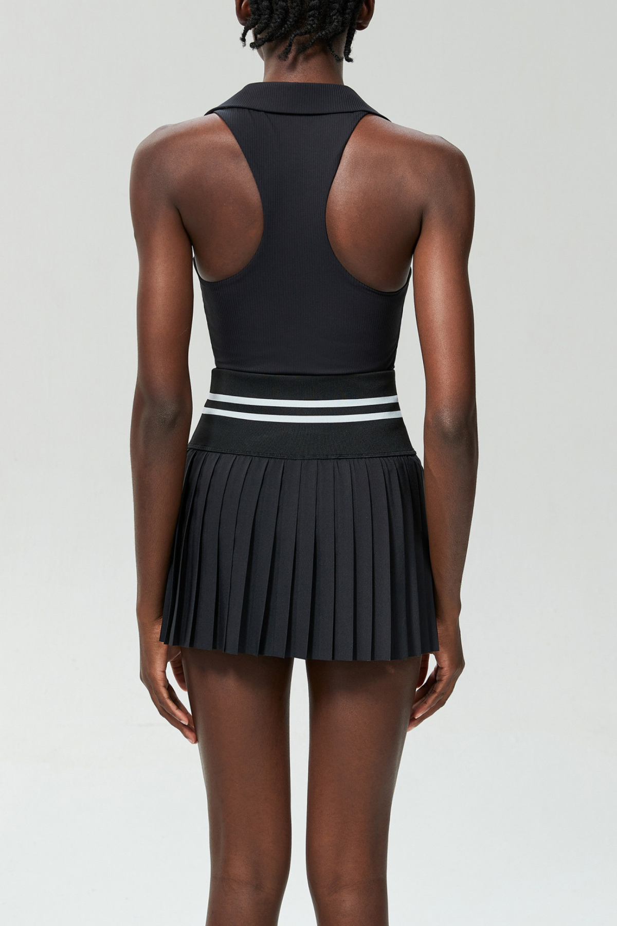 Beil Lapel Sleeveless Bodycon Top In Black