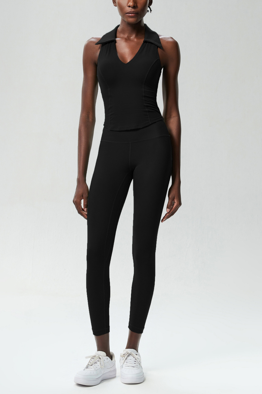 Beil Lapel Sleeveless Bodycon Top In Black