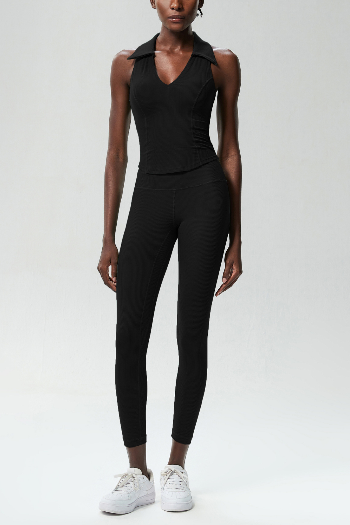 Beil Lapel Sleeveless Bodycon Top In Black