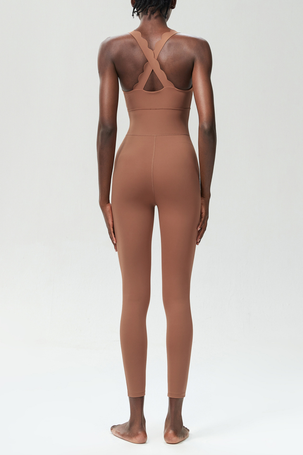 Bel Wave Cross Yoga Jumpsuit In Khaki