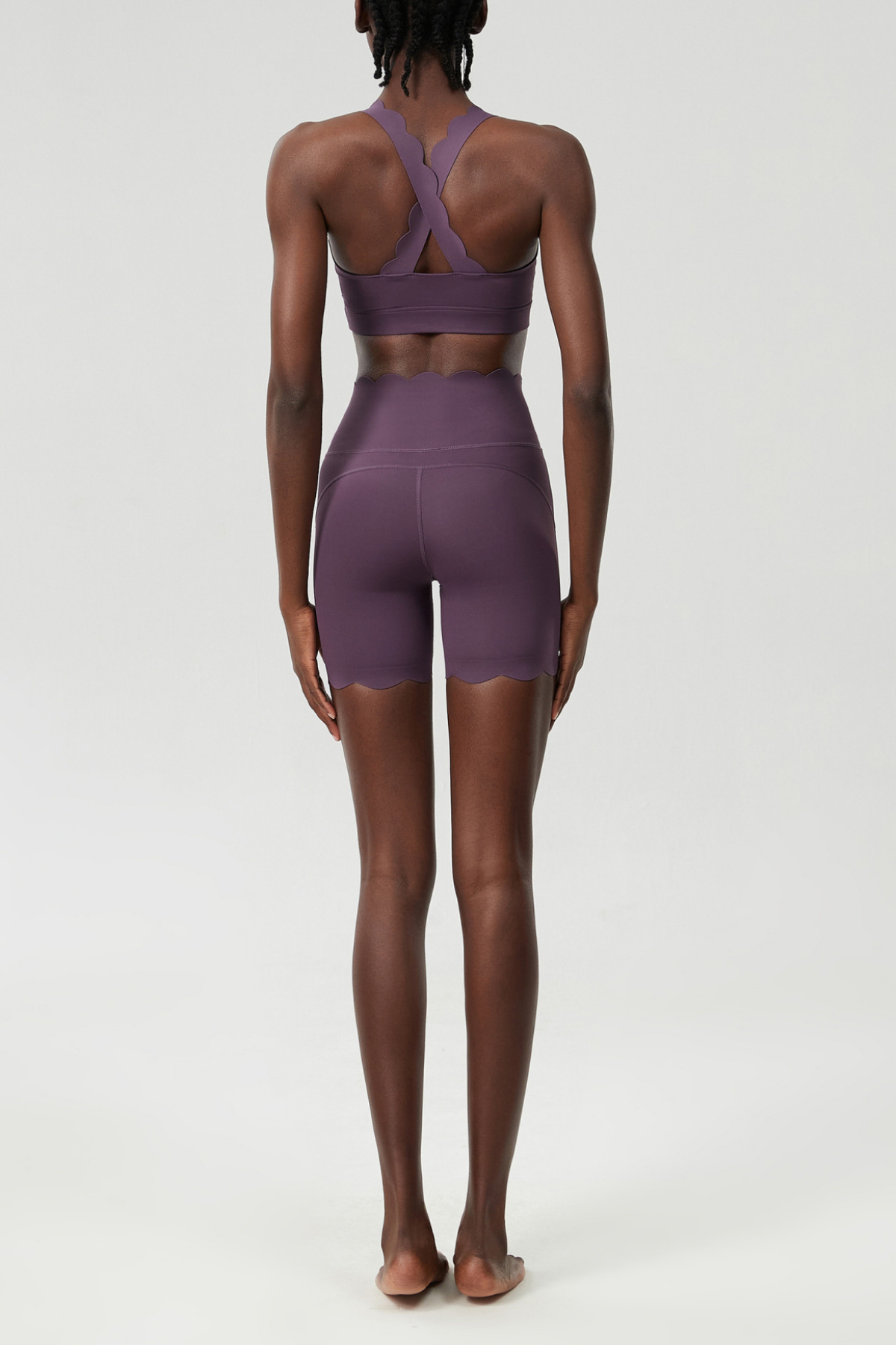 Bela Cross Wave Bodycon Pants Set In Deep Purple
