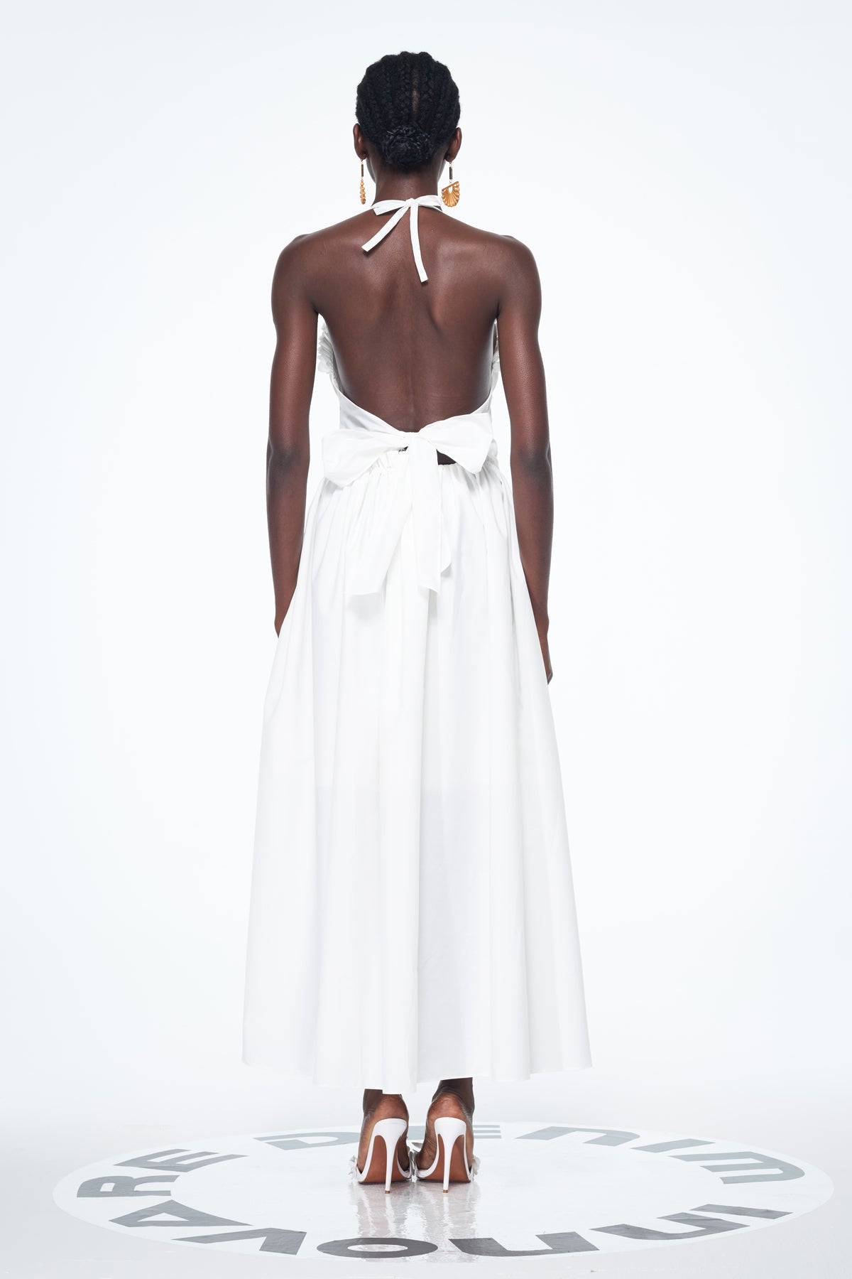 Belden Cutout Backless Lace Up Ruch Maxi Dress