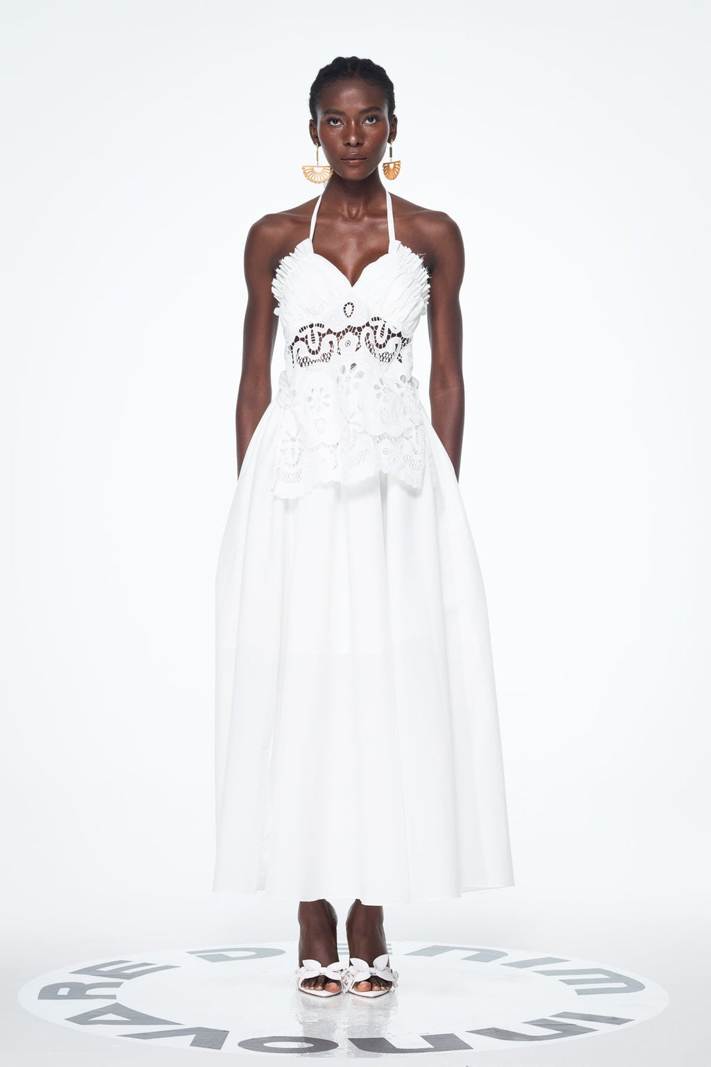 Belden Cutout Backless Lace Up Ruch Maxi Dress