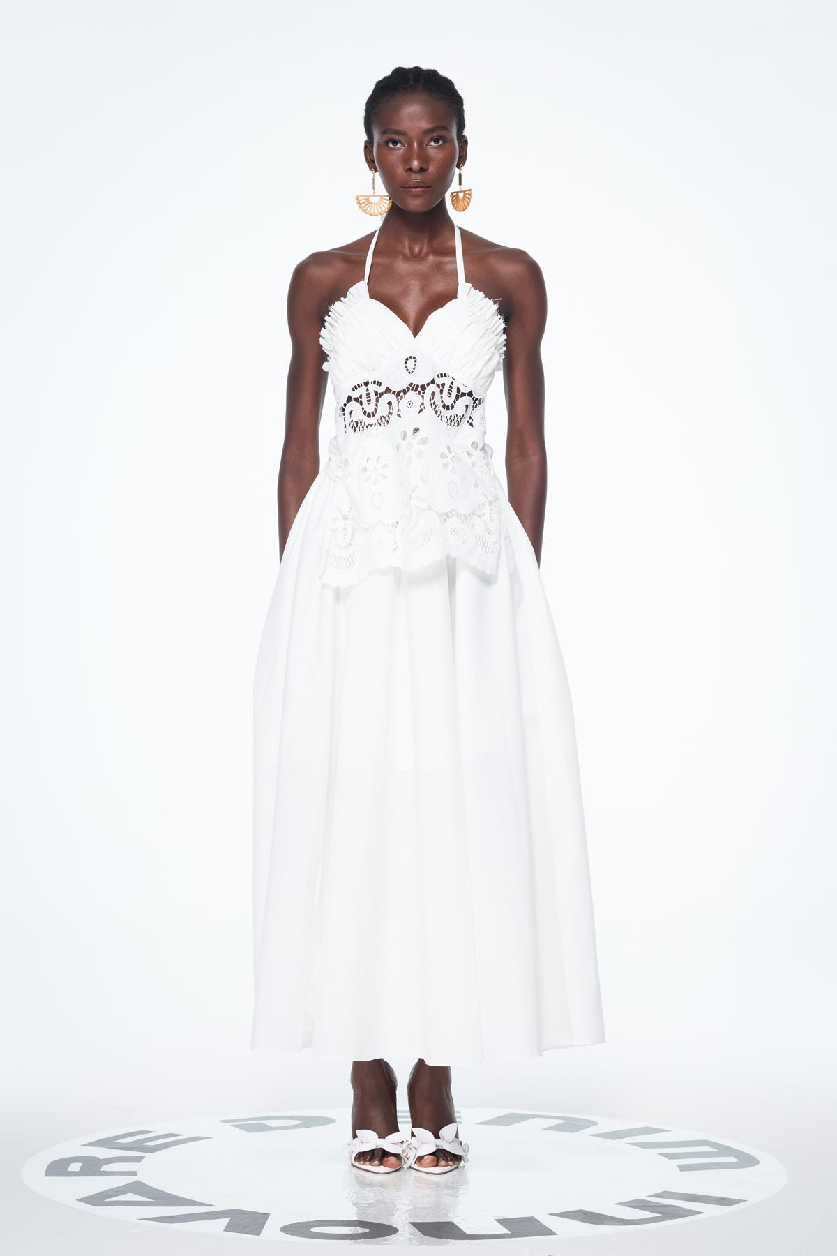 Belden Cutout Backless Lace Up Ruch Maxi Dress