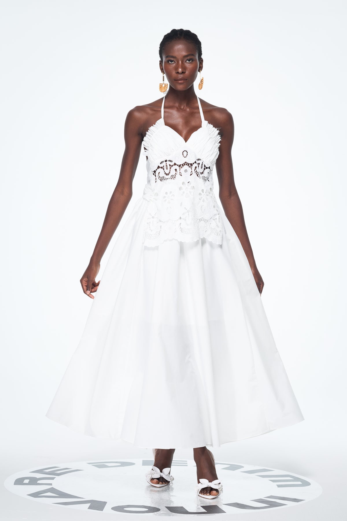 Belden Cutout Backless Lace Up Ruch Maxi Dress