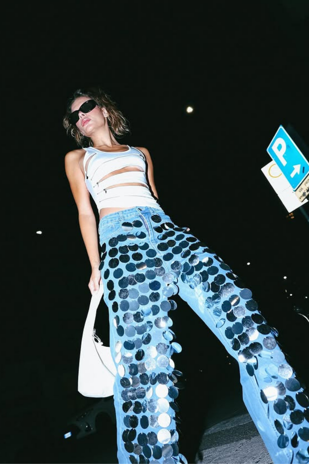 Bell Sequin Embellished Jeans