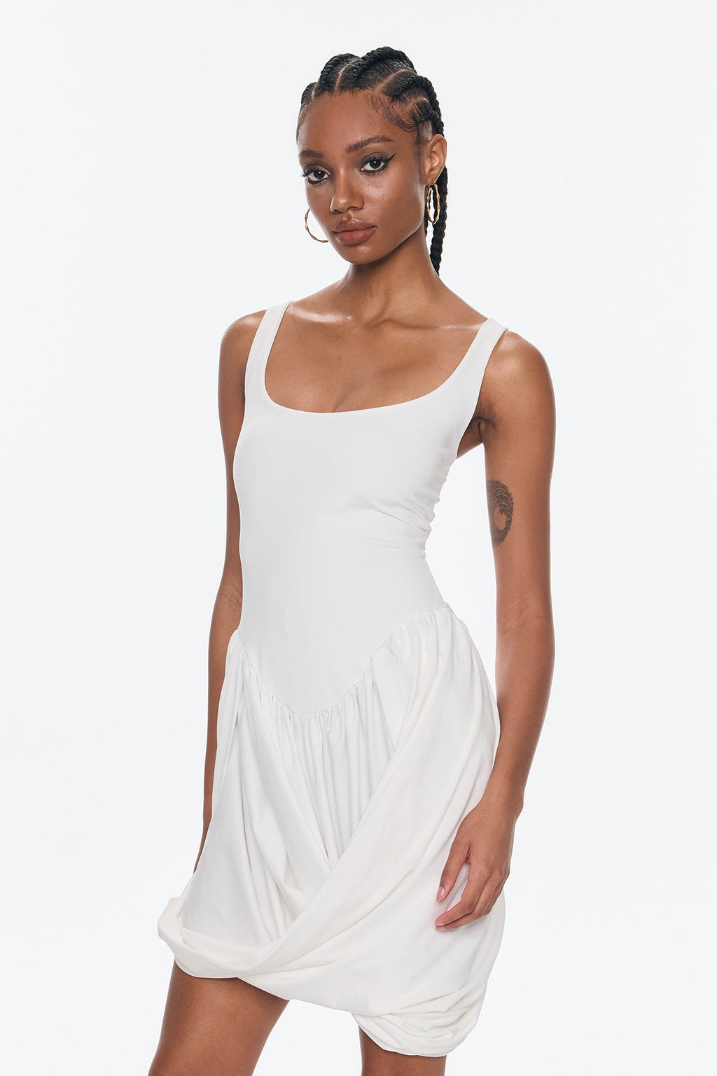 Bellamy Asymmetric Ruch Sleeveless Mini Dress