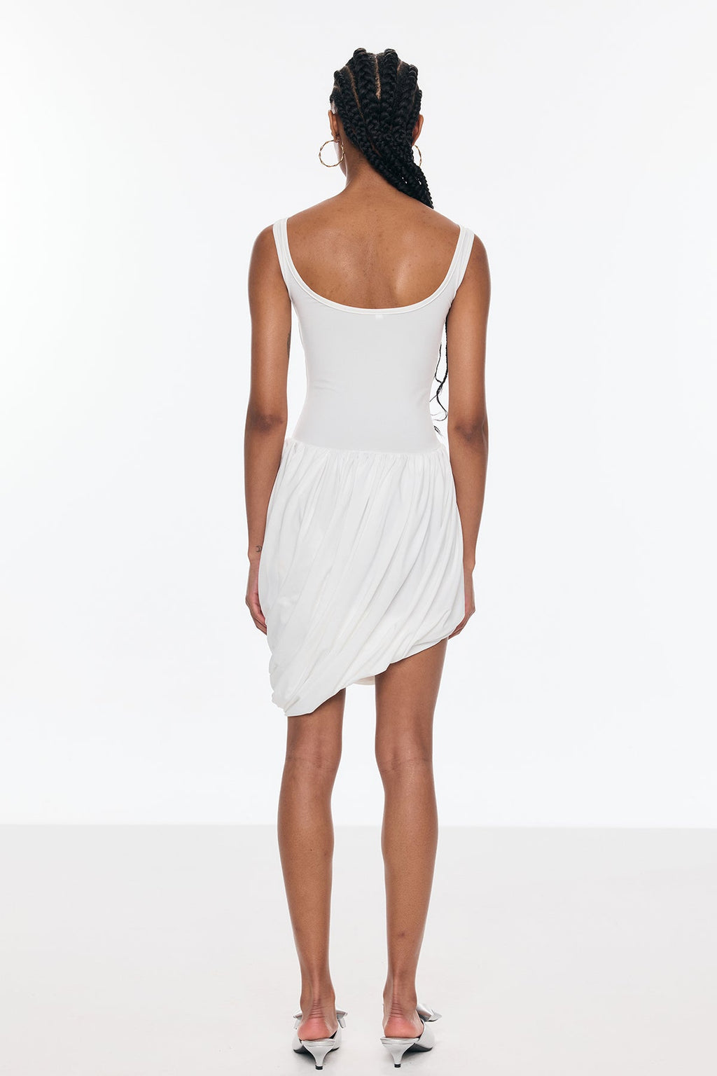 Bellamy Asymmetric Ruch Sleeveless Mini Dress