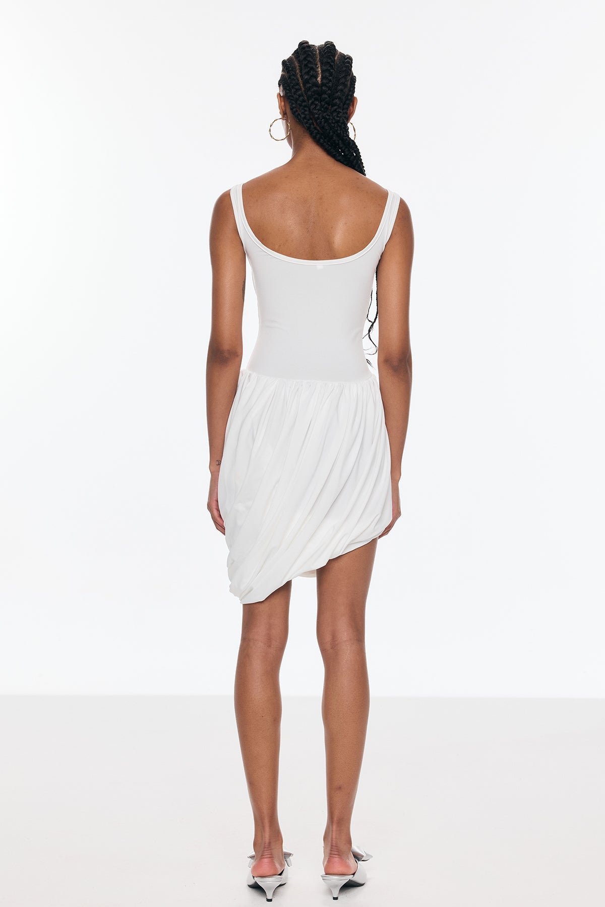 Bellamy Asymmetric Ruch Sleeveless Mini Dress
