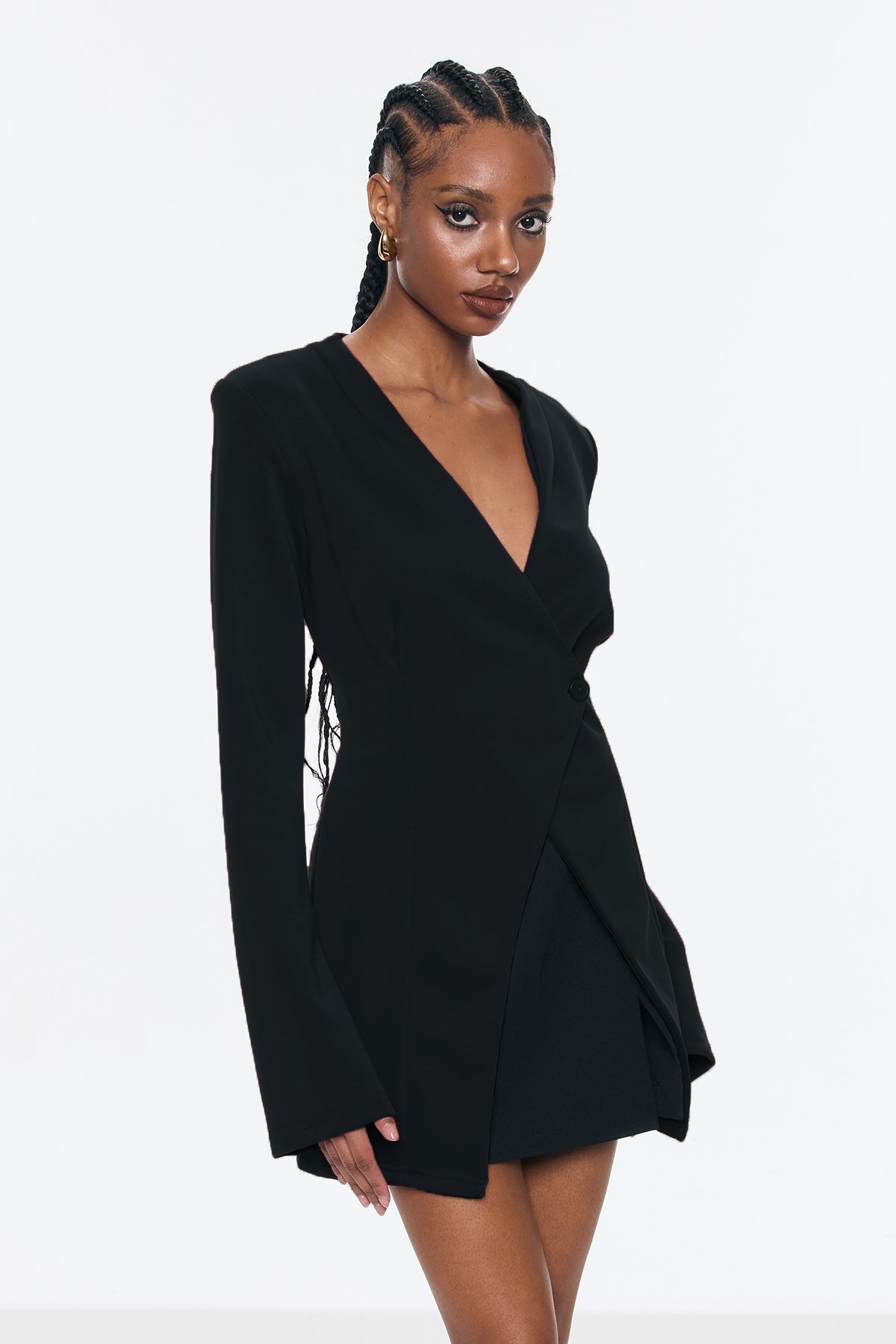 Bellatrix Deconstruct Split Bodycon Blazer In Black